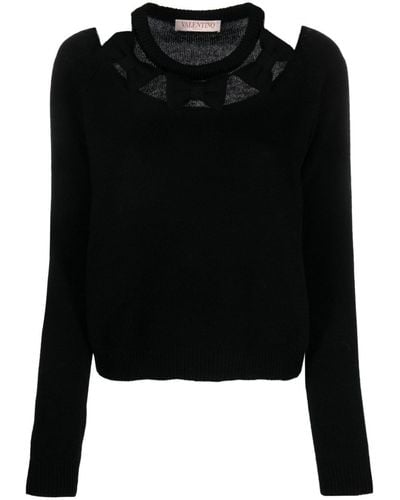 Valentino Garavani Cut-out Virgin-wool Sweater - Black