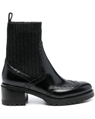 Santoni Sock-style Ankle Boots - Black