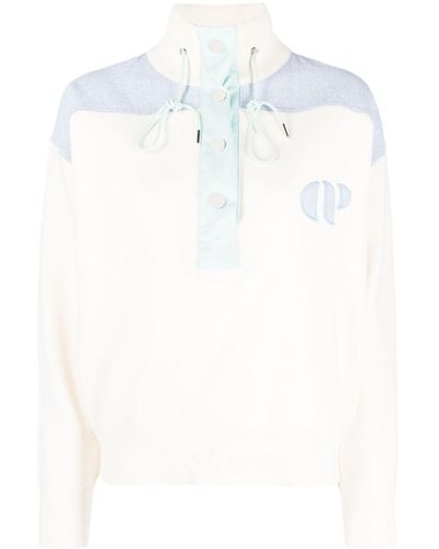 Claudie Pierlot Sweat en coton Minimum à col montant - Blanc