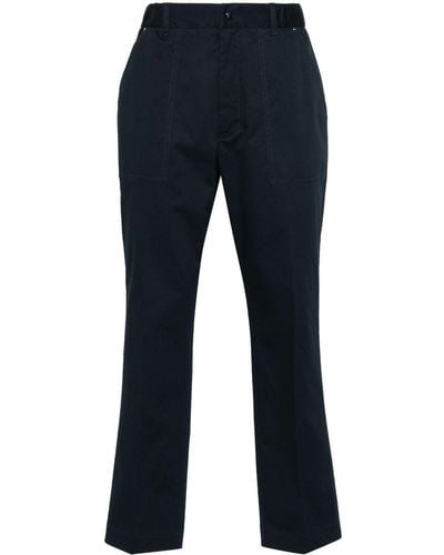 Moncler Logo-patch Gabardine Tapered Trousers - Blue