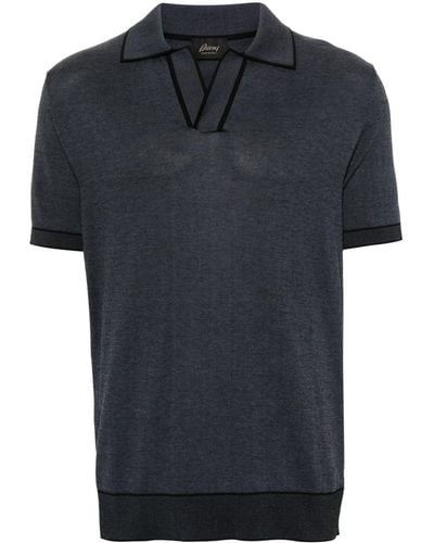 Brioni Poloshirt Met Contrasterende Afwerking - Zwart