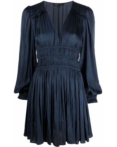 Maje Satijnen Mini-jurk Met Ruches - Blauw