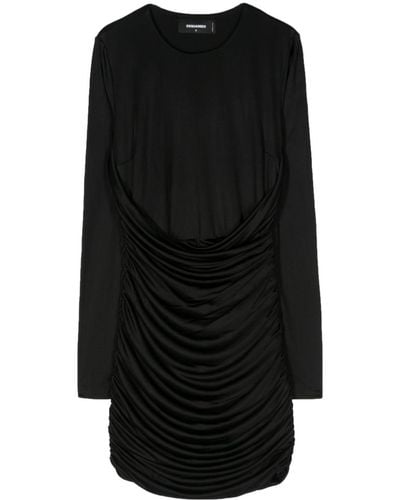 DSquared² Draped Longsleeved Mini Dress - Black
