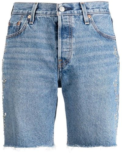 Anna Sui Pantalones vaqueros cortos con apliques - Azul