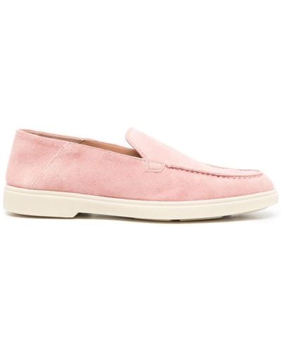 Santoni Tonal-stitching Suede Loafers - Pink