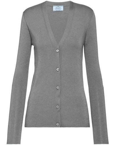 Prada Button-up Knitted Cardigan - Grey