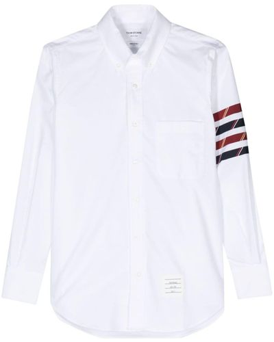 Thom Browne Hemd mit Logo-Streifen - Weiß