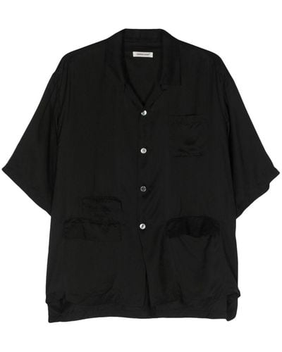 Undercover Camp-collar Satin Shirt - Black
