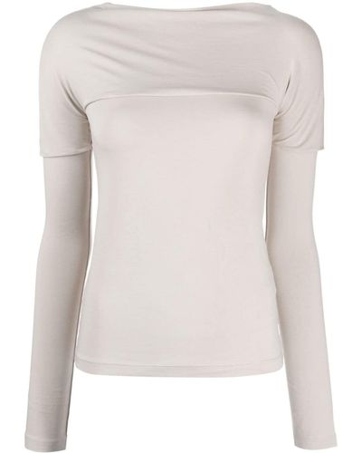 Low Classic Boat-neck Jersey Top - Natural