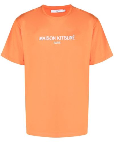Maison Kitsuné Camiseta con logo en relieve - Naranja