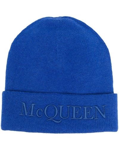 Alexander McQueen Mütze mit Logo-Stickerei - Blau