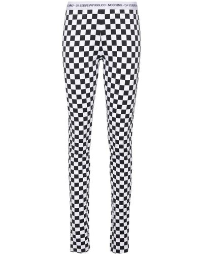 Moschino Checkerboard-print Flared Pants - White