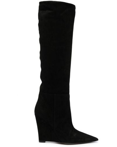 ALEVI 110mm Suede Knee-high Boots - Black