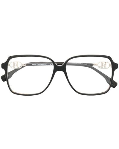 Karl Lagerfeld トータスシェル スクエア眼鏡フレーム - ブラウン