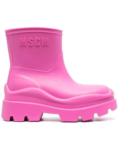 MSGM Lug-sole Ankle Rain Boots - Pink