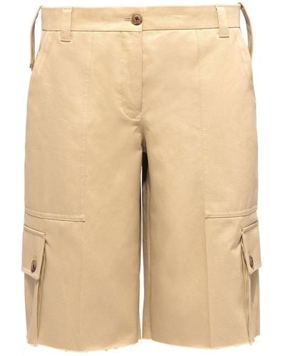 Miu Miu Cotton Chino Bermuda Shorts - Natural