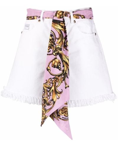 Versace Jeans Couture Shorts mit Schalgürtel - Weiß