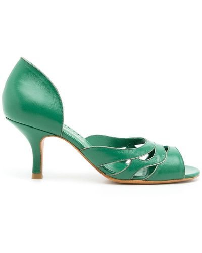 Sarah Chofakian Zapatos de tacón Kate con puntera abierta - Verde
