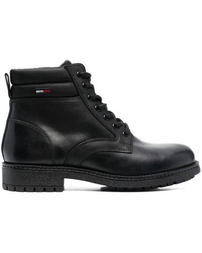 Tommy Hilfiger Padded-ankle Lace-up Boots - Black