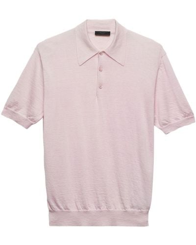 Prada Short-sleeve Cashmere Polo Shirt - Pink