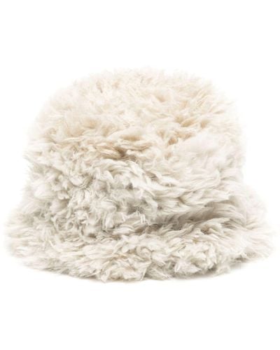Goldbergh Faux-fur Cotton Bucket Hat - Natural