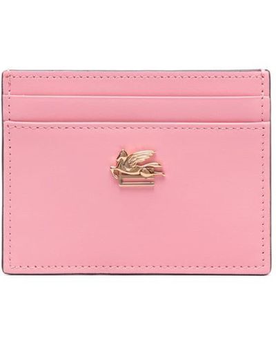 Etro Pegaso-plaque Leather Cardholder - Pink