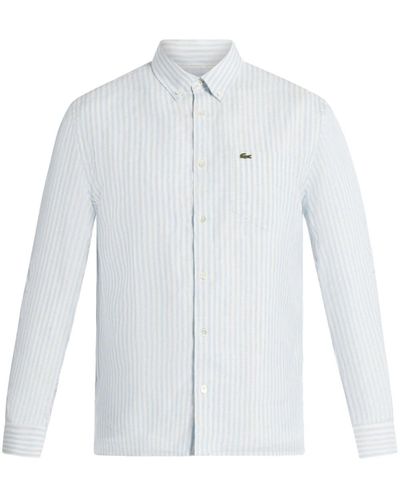 Lacoste Logo-appliqué Striped Shirt - White