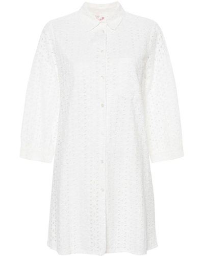 Mc2 Saint Barth Robe-chemise Helena à broderies anglaises - Blanc