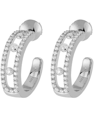 Messika 18kt White Gold Move Diamond Hoop Earrings
