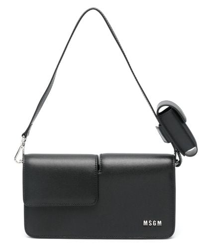 MSGM Logo-lettering Shoulder Bag - Black