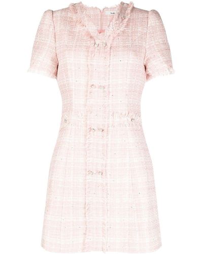 B+ AB Checked Tweed Mini Dress - Pink