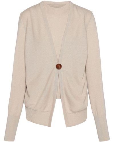 Ferragamo Asymmetrischer Cardigan aus Kaschmir - Natur