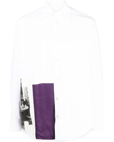 NAMACHEKO Panelled-design Cotton Shirt - Purple