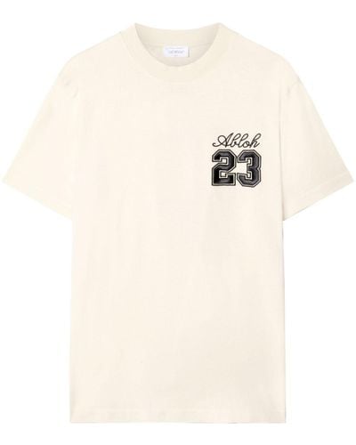 Off-White c/o Virgil Abloh 23 Skate T-shirt Met Geborduurd Logo - Naturel