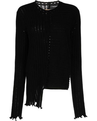 Uma Wang Distressed-effect Asymmetric Cashmere Jumper - Black