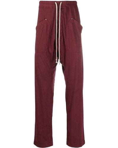 Rick Owens Drop-crotch Track Trousers - Red