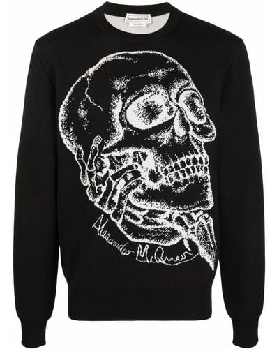 Alexander McQueen Sweater Met Doodskopprint - Zwart