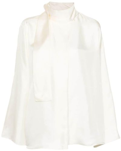 Rohe Bluse aus Seidensatin - Weiß