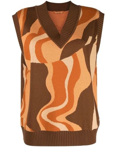Rejina Pyo Frida Abstract-pattern Knit Vest - Orange