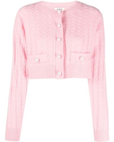 Sandro Cardigan con perle sintetiche - Rosa