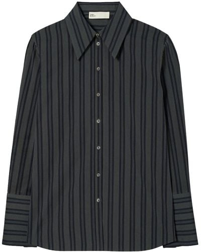 Tory Burch Straight-point Collar Cotton Shirt - Black