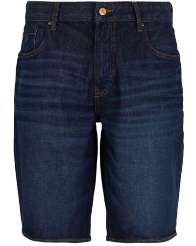 Armani Exchange Short en jean à logo appliqué - Bleu