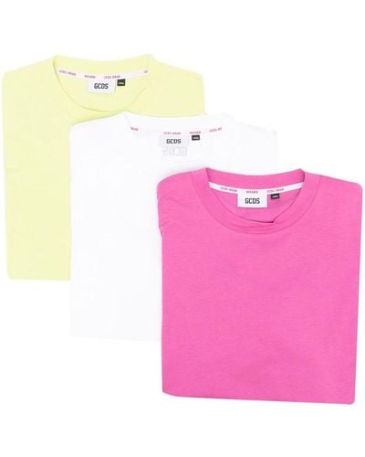 Gcds Logo-print T-shirt Three-pack - Pink