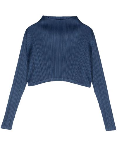 Pleats Please Issey Miyake Monthly Colours January Cropped Top - Blue