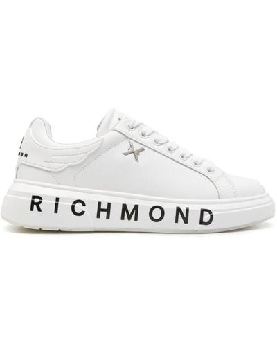 John Richmond Logo-print Leather Trainers - White