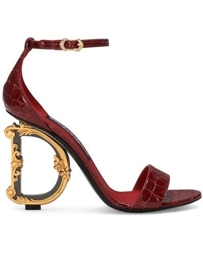 Dolce & Gabbana Leren Sandalen Met Ddg Barok-hak - Rood