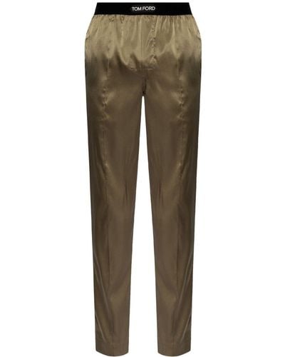 Tom Ford Logo-waistband Satin Pajama Pants - Green