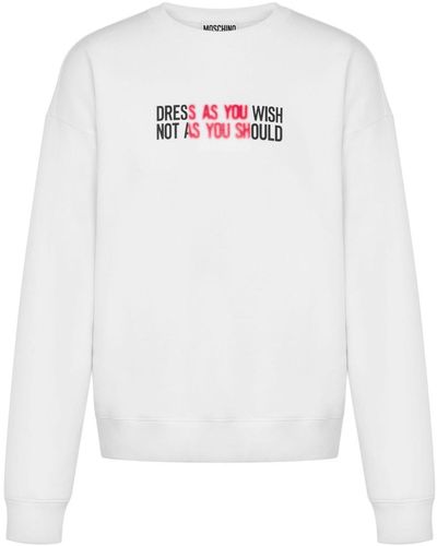 Moschino Slogan-print Cotton Sweatshirt - White