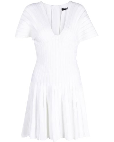Balmain Pleated Mesh Mini Dress - White