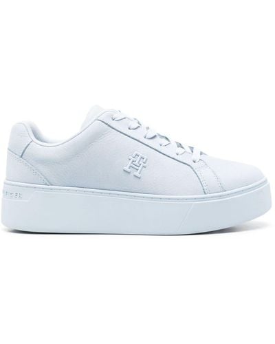 Tommy Hilfiger Court 45mm Leather Flatform Sneakers - White